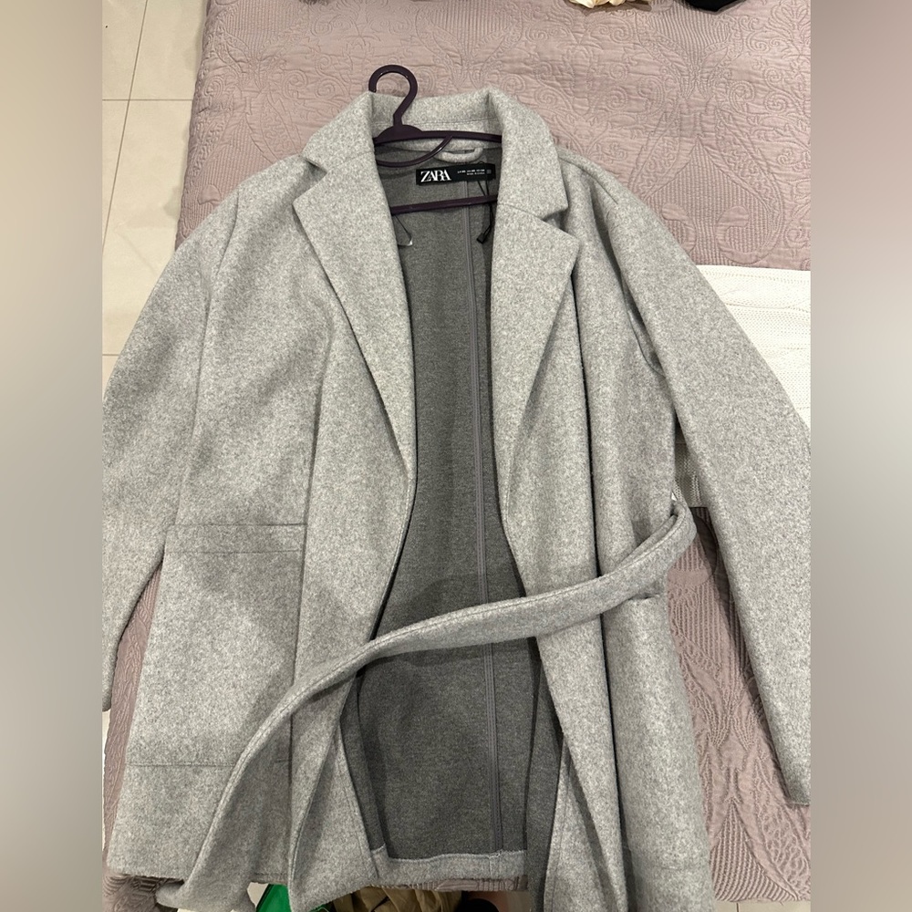ZARA Grey Wrap Coat Jacket for Autumn/Winter Petite-Friendly! Used once only - Picture 3 of 3